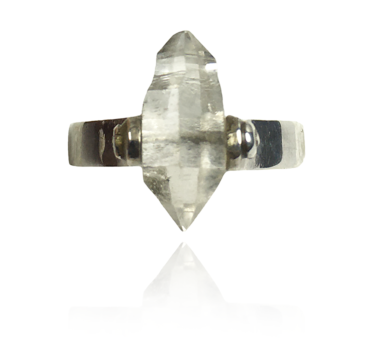 Soul Guidance Single Herkimer Diamond Silver Ring