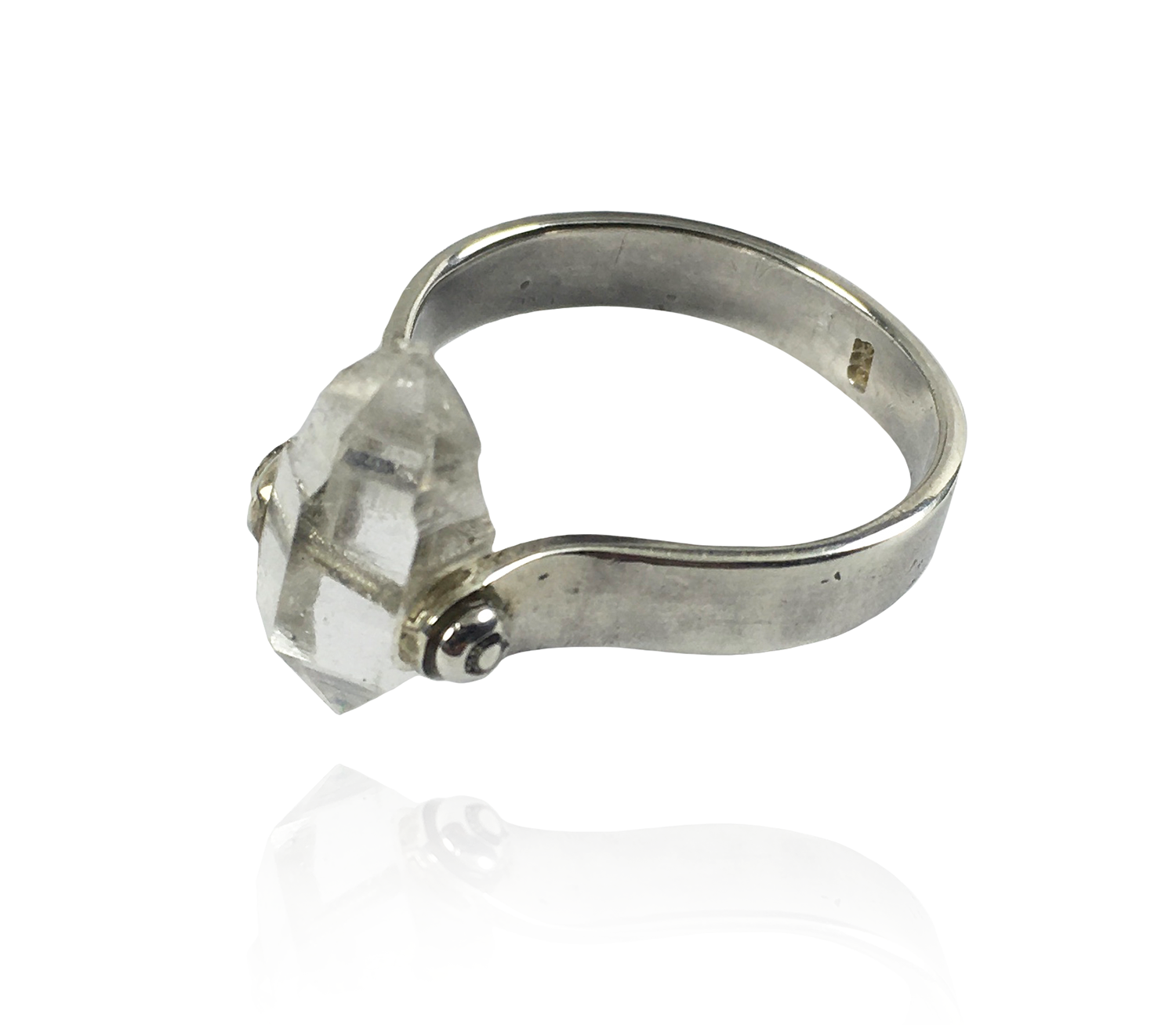 Soul Guidance Single Herkimer Diamond Silver Ring