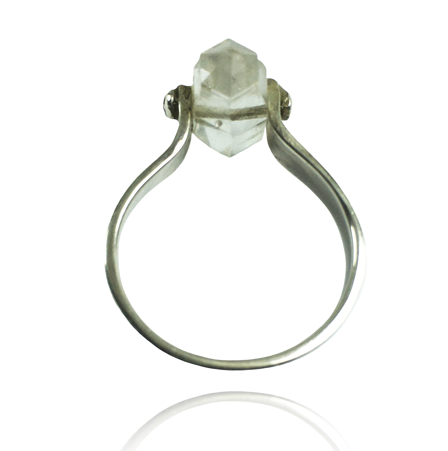 Soul Guidance Single Herkimer Diamond Silver Ring