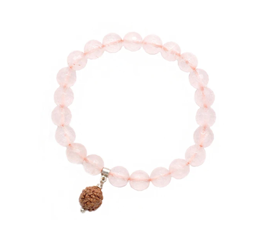 Rose Quartz on Elastic Heart Bracelet