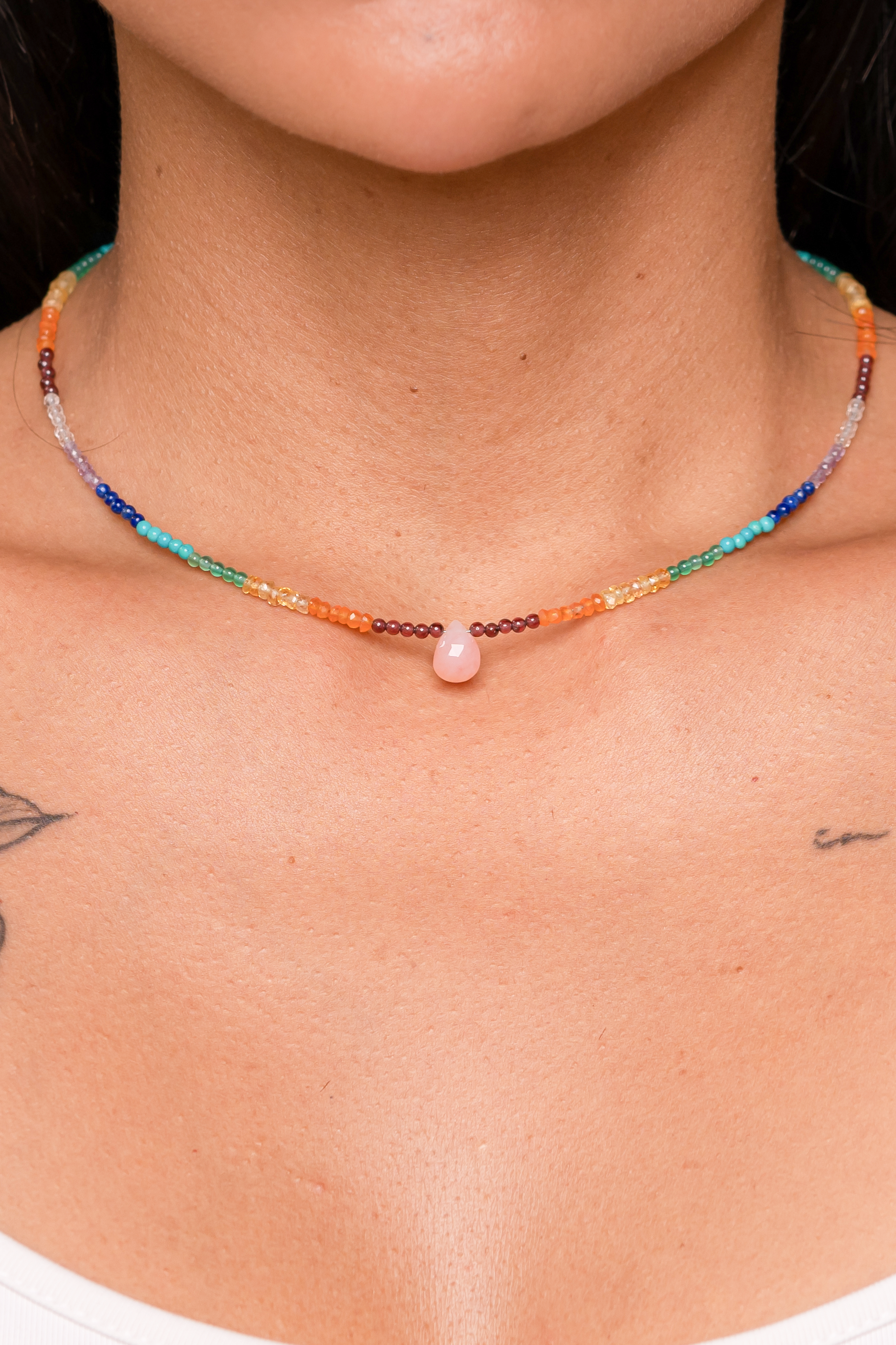 Seven Chakra 2mm Short Necklace