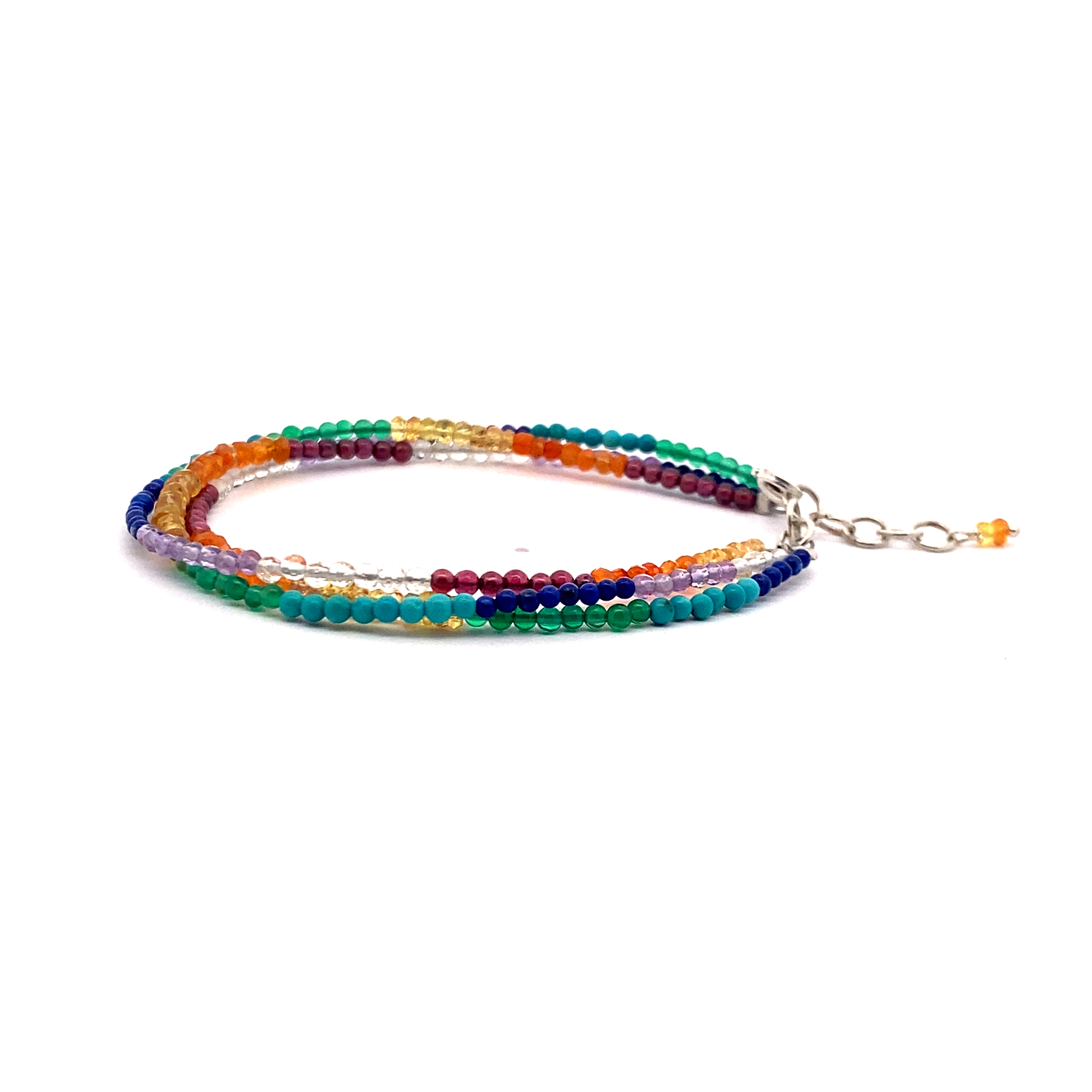 Seven Chakra 2mm Silver Bracelet