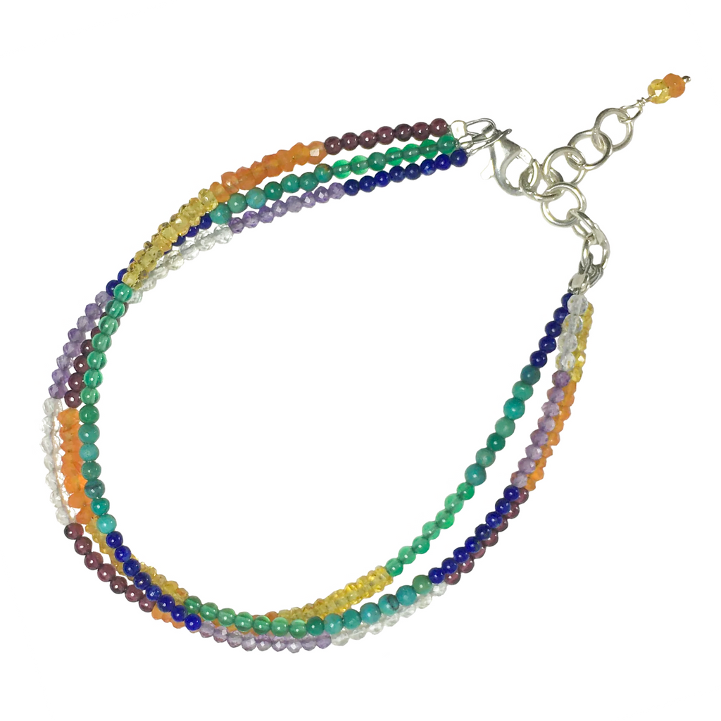 Seven Chakra 2mm Silver Bracelet