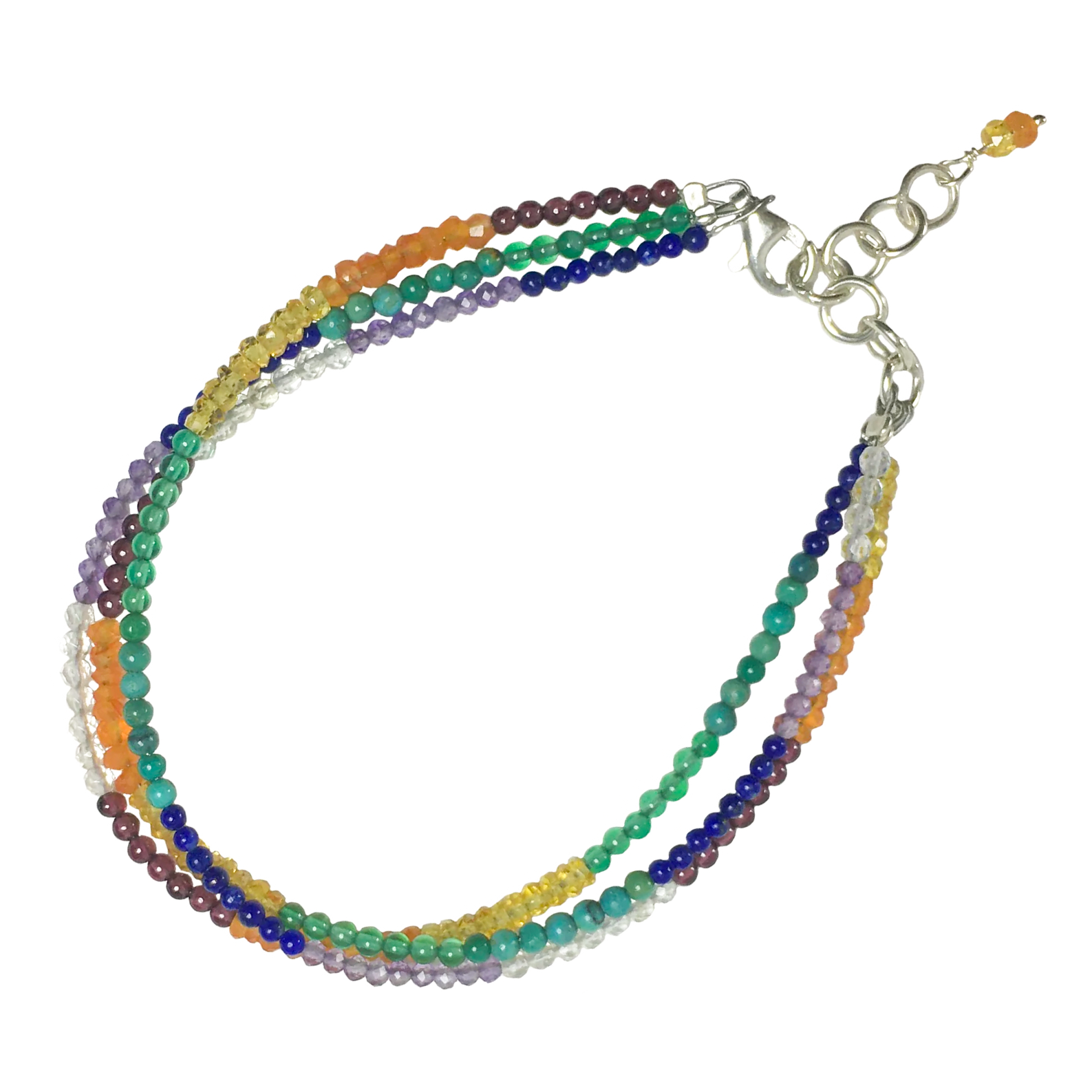 Seven Chakra 2mm Silver Bracelet