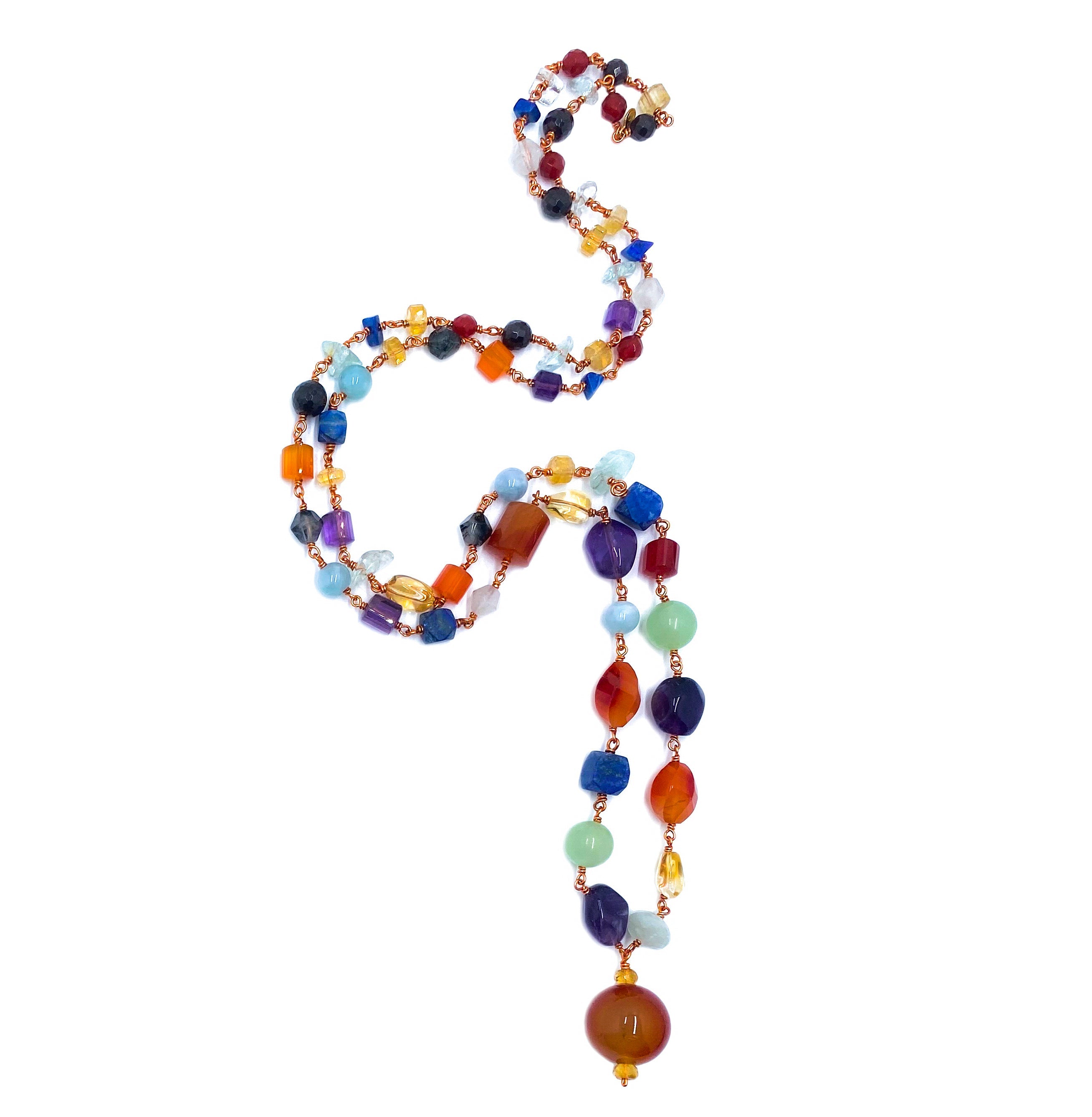 Seven Chakra Copper Long Necklace