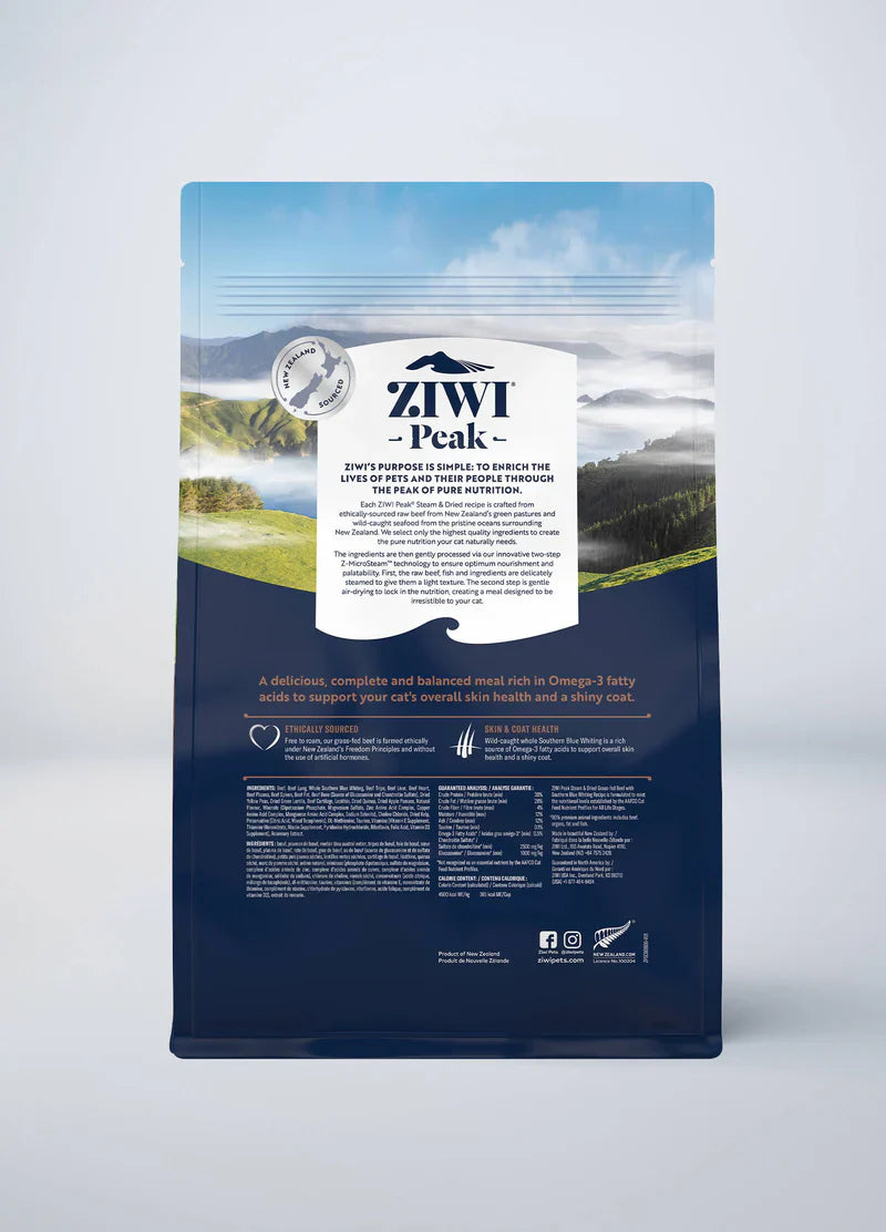Ziwi Peak Cat Steam-Dried Beef w/Southern Blue Whiting *SPECIAL ORDER*
