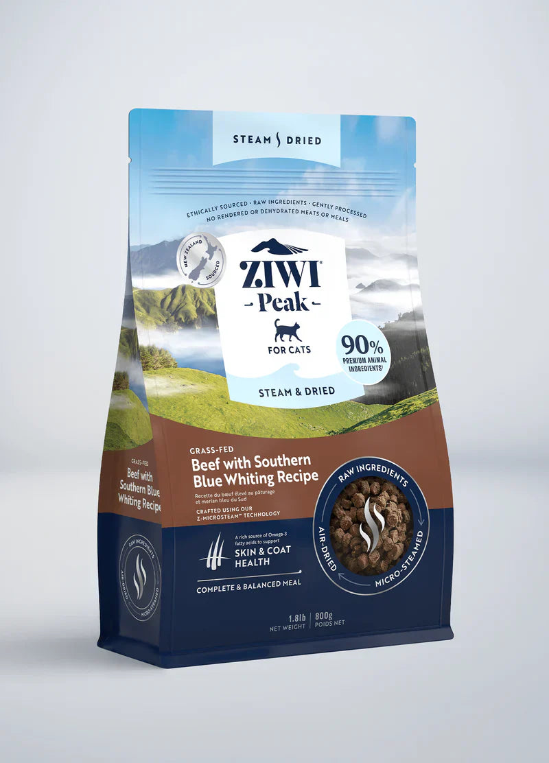 Ziwi Peak Cat Steam-Dried Beef w/Southern Blue Whiting *SPECIAL ORDER*